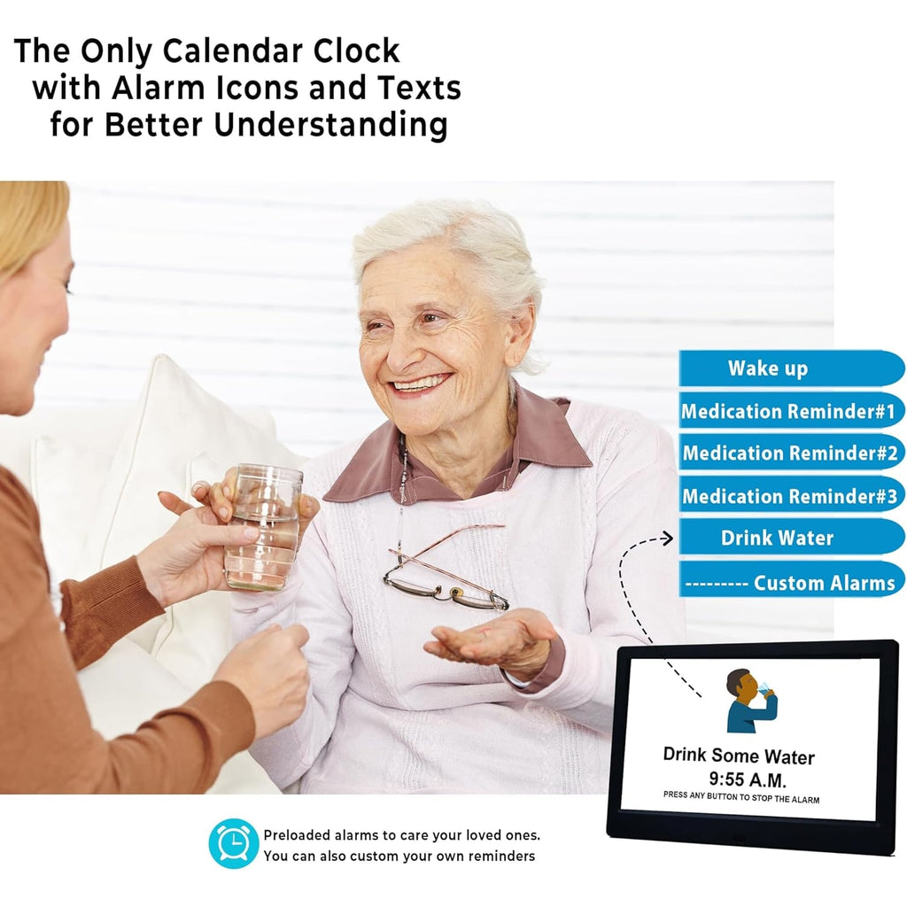 Men's Digital Clock Seconds Electronic Wall Calendar Day with Large Display and Remote for Seniors - Image 5