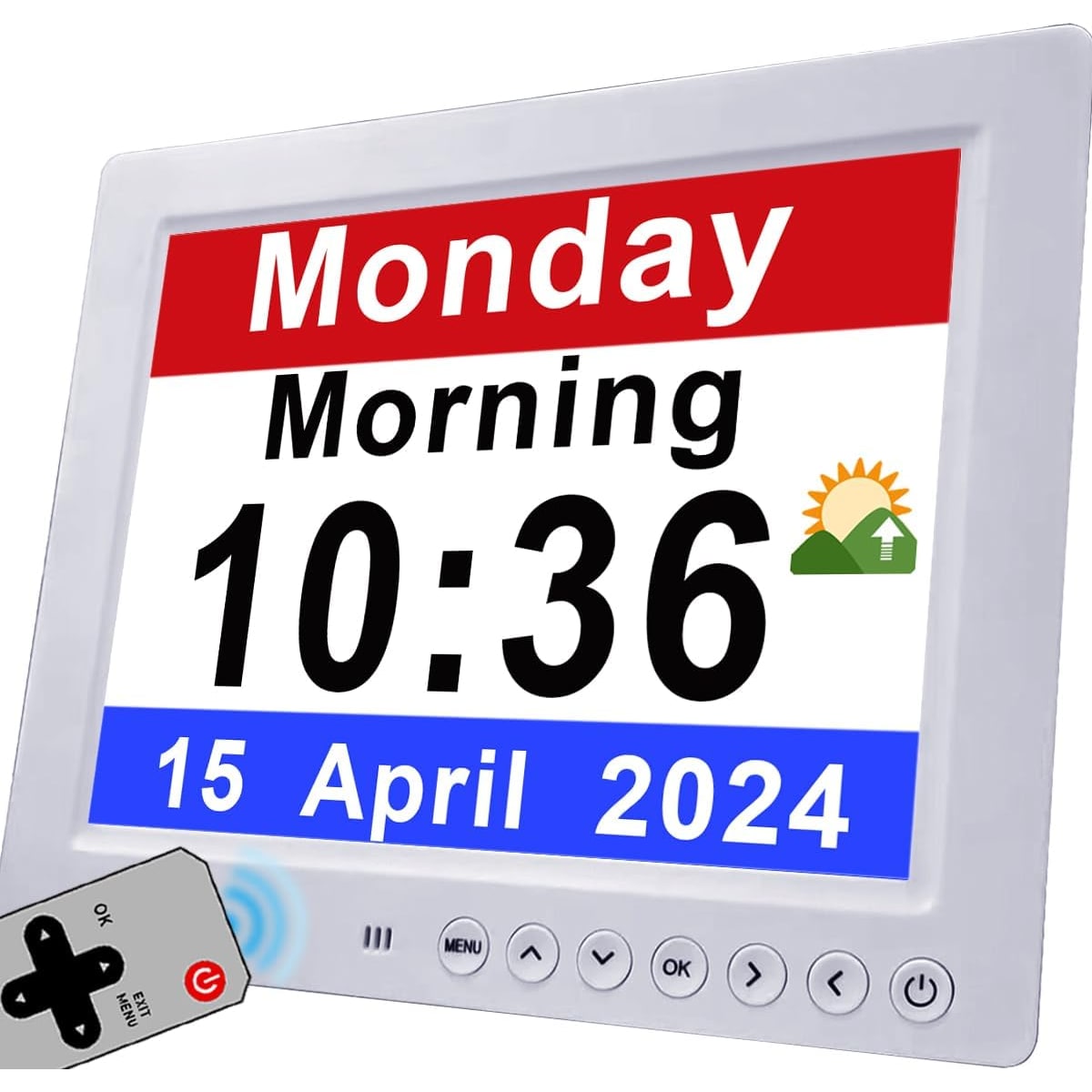 Men's Digital Clock Seconds Electronic Wall Calendar Day with Large Display and Remote for Seniors - Image 7