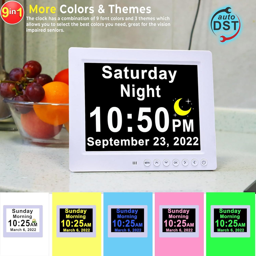 Men's Digital Clock Seconds Electronic Wall Calendar Day with Large Display and Remote for Seniors - Image 8