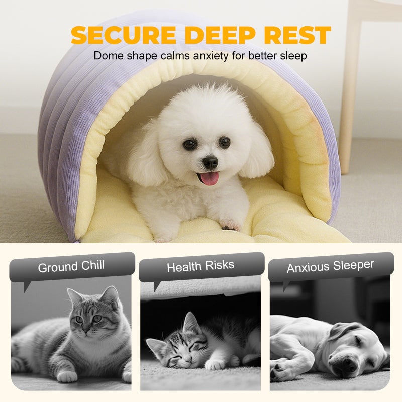 Men's Dog and Cat Cave Bed with Corduroy Fleece Lining and Memory Foam - Image 5