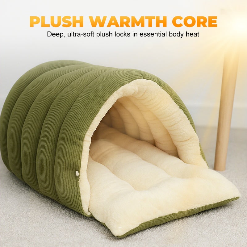 Men's Dog and Cat Cave Bed with Corduroy Fleece Lining and Memory Foam - Image 6