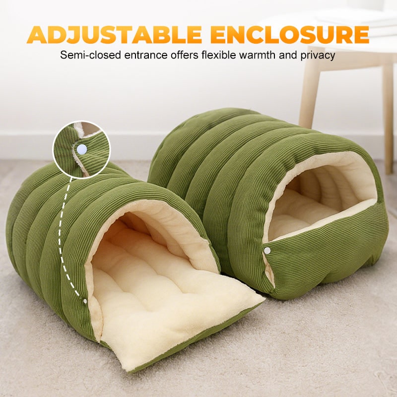 Men's Dog and Cat Cave Bed with Corduroy Fleece Lining and Memory Foam - Image 7