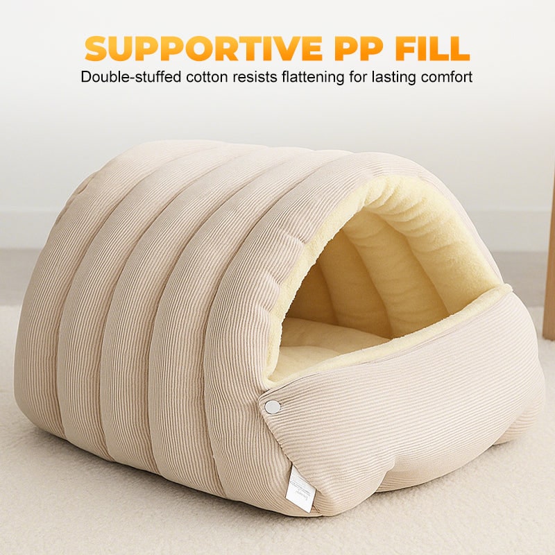 Men's Dog and Cat Cave Bed with Corduroy Fleece Lining and Memory Foam - Image 8