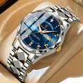 Mens Dress Watch Analog Fashion Sunburst Dial Date Window Faceted Bracelet - Image 6