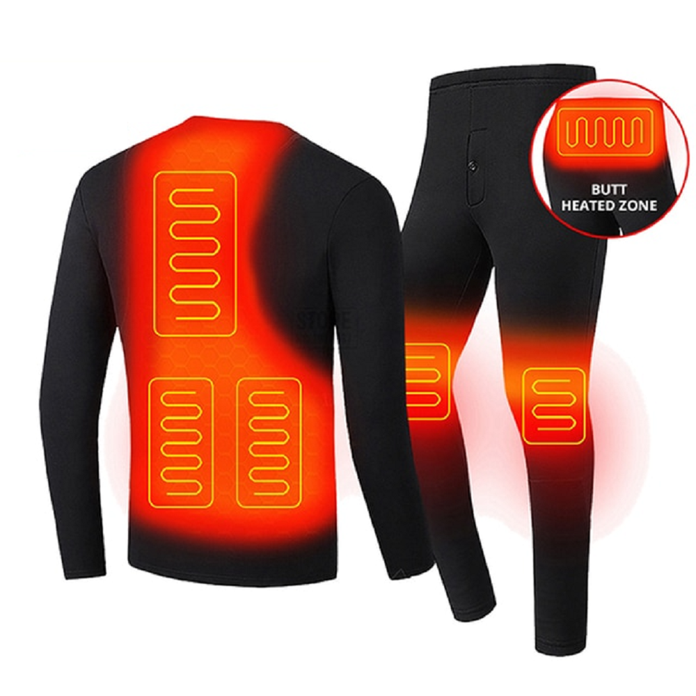Men's Electric Heated Long Johns Thermal Underwear Set with USB Power and Stretchy Knit - Image 1