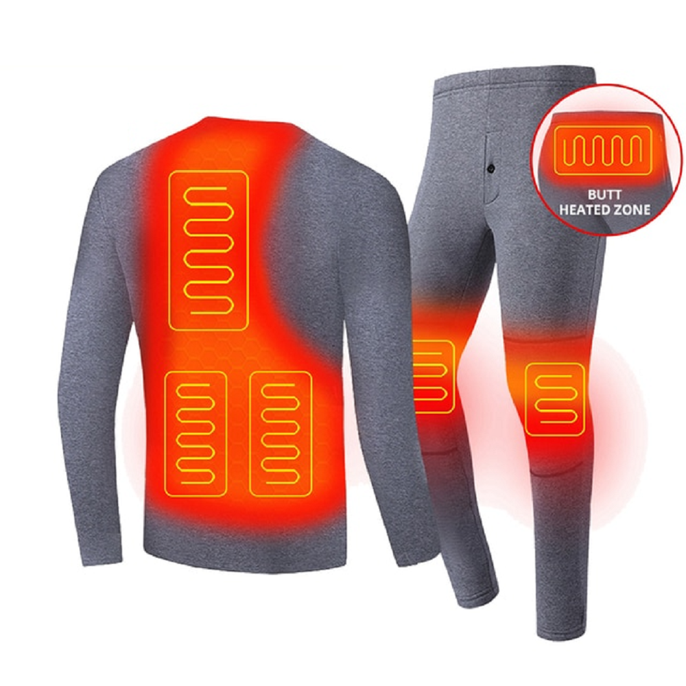 Men's Electric Heated Long Johns Thermal Underwear Set with USB Power and Stretchy Knit - Image 3