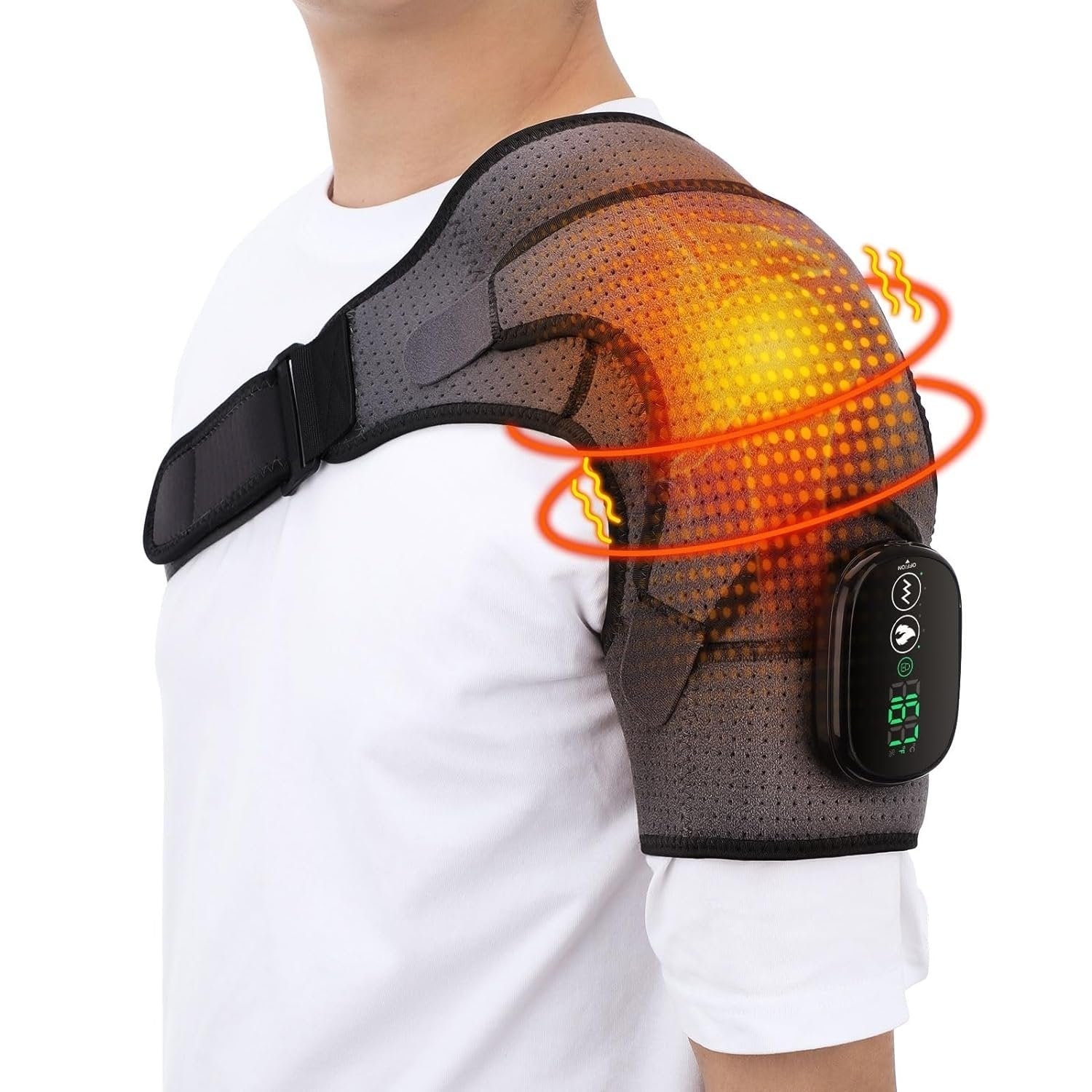 Men's Electric Shoulder Heating Pad with Vibration and Neck Wrap for Heat Pack - Image 2