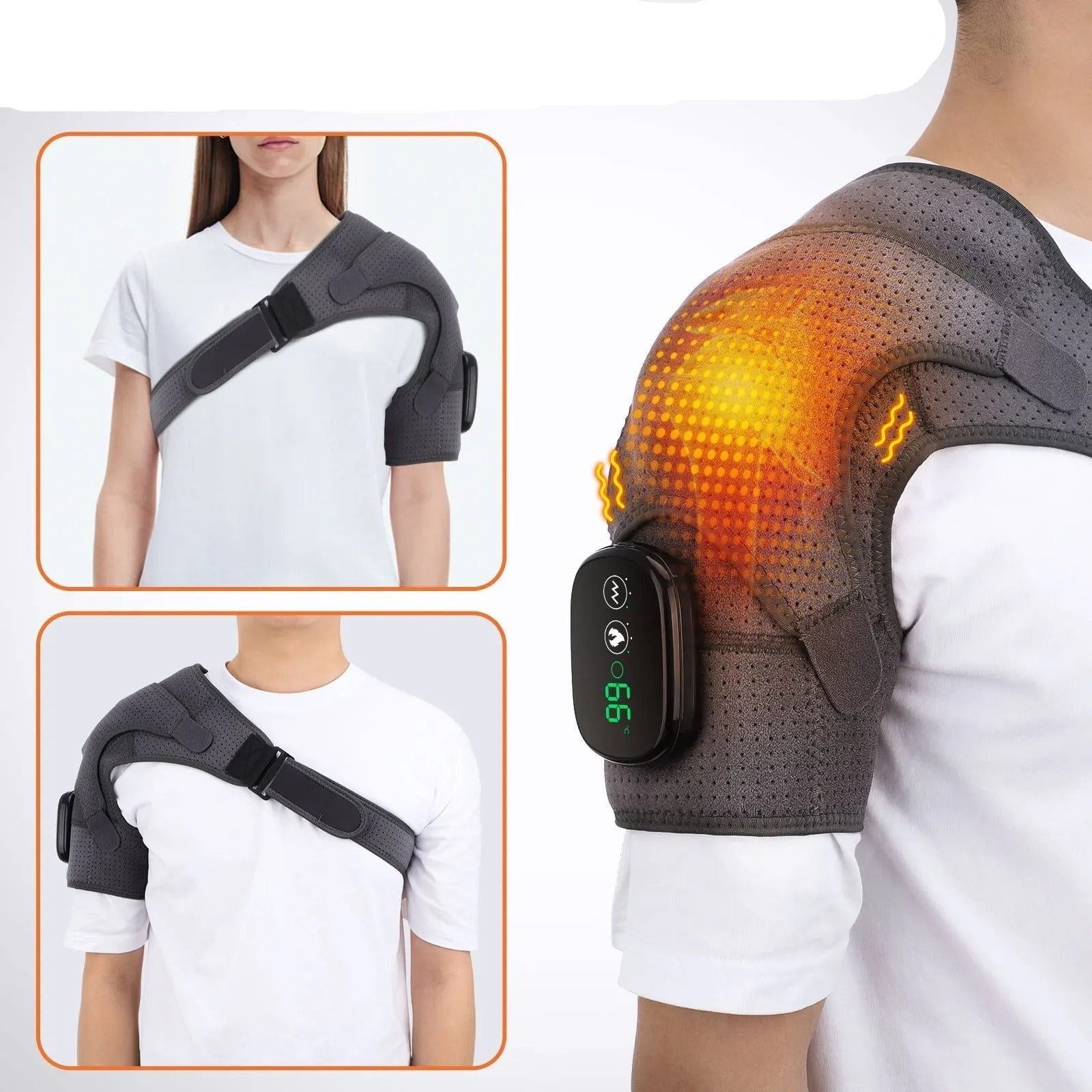 Men's Electric Shoulder Heating Pad with Vibration and Neck Wrap for Heat Pack - Image 5