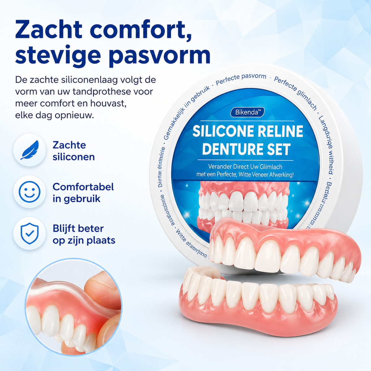 Men's False Teeth Repair Kit Denture Reline Dental Tooth Filling with Silicone Liner - Image 2