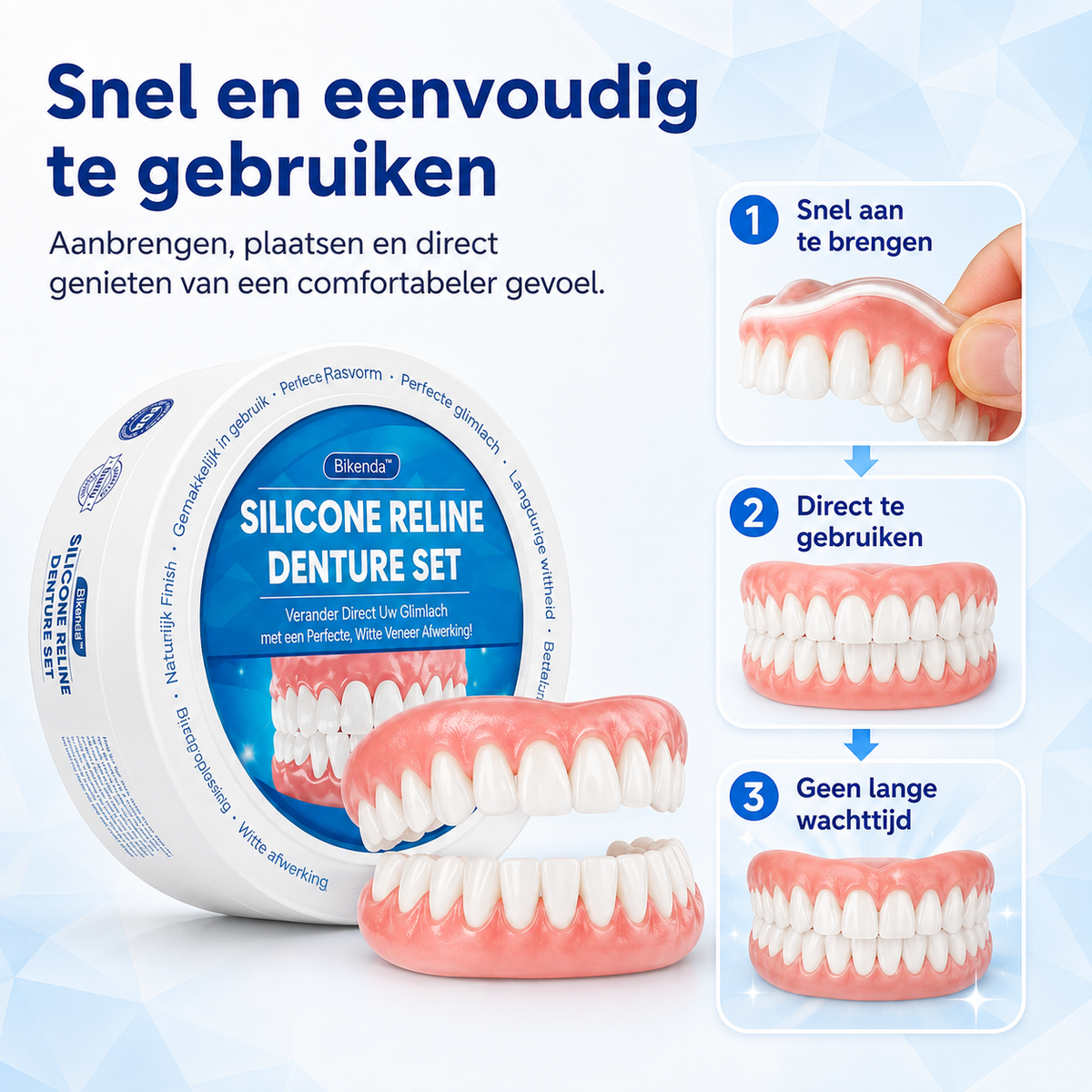 Men's False Teeth Repair Kit Denture Reline Dental Tooth Filling with Silicone Liner - Image 5