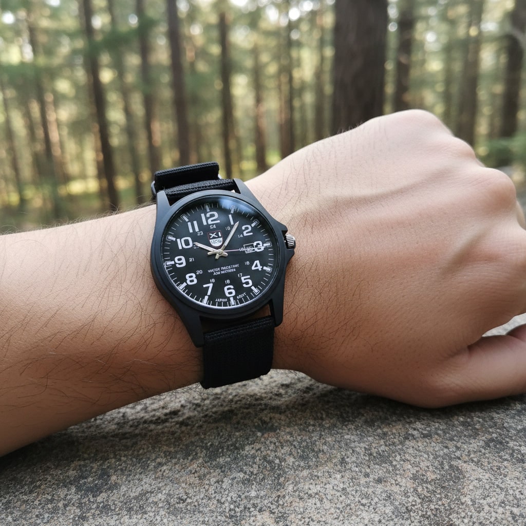 Men's Field Watch with Nylon Strap Luminous Hands Tactical Analog - Image 1