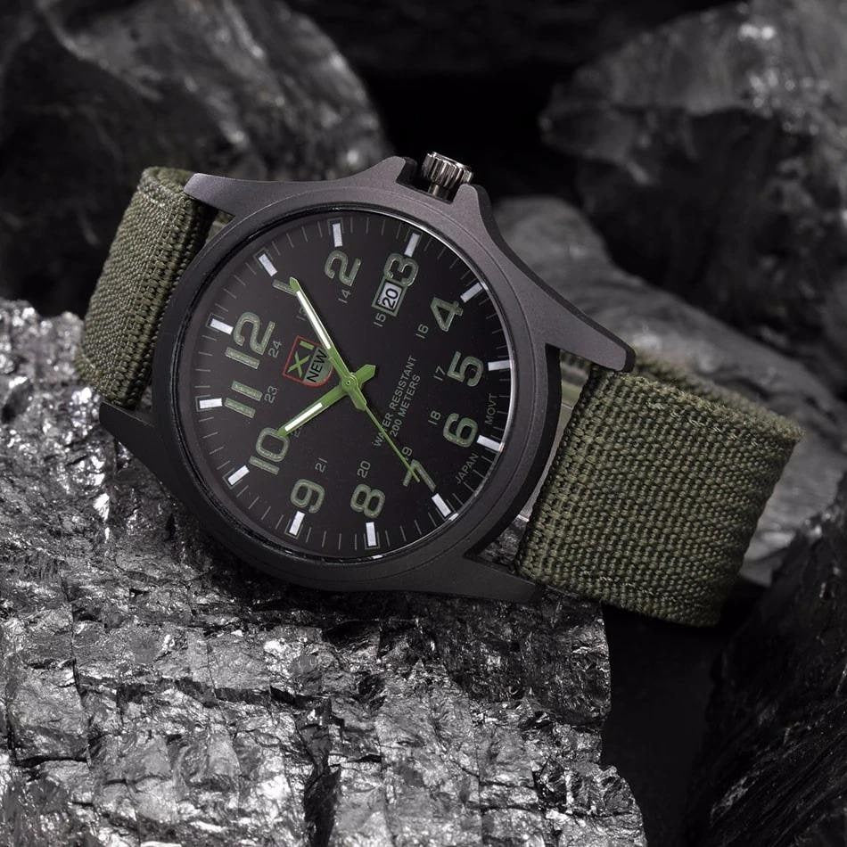 Men's Field Watch with Nylon Strap Luminous Hands Tactical Analog - Image 8