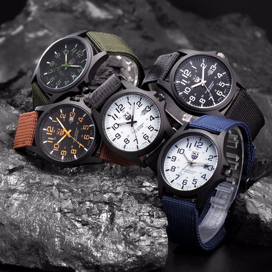 Men's Field Watch with Nylon Strap Luminous Hands Tactical Analog - Image 9