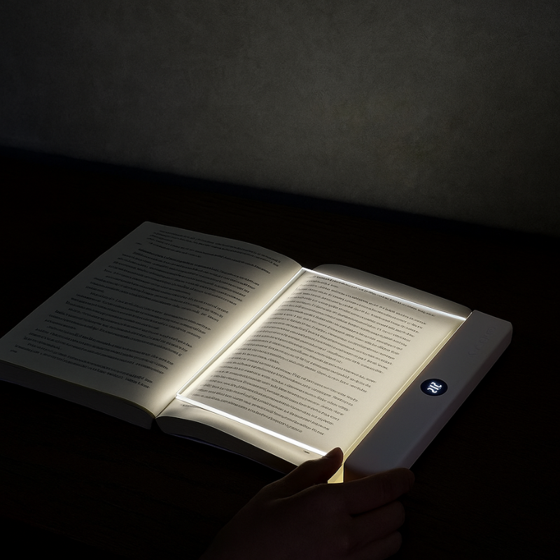 Men's Flat Book Light with LED Edge Lighting and Digital Display for Portable Reading - Image 1
