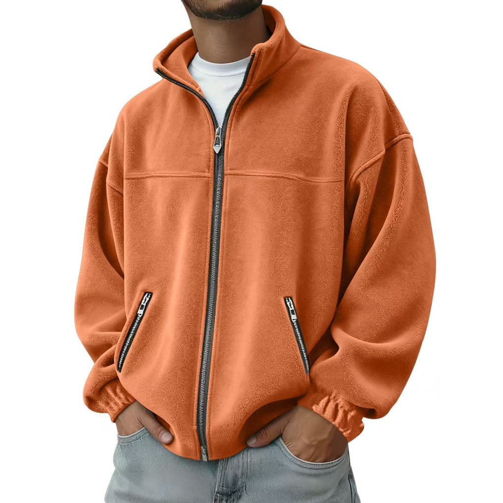 Men's Fleece Jacket Zip Up Coat with Stand Collar and Full Closure - Image 11