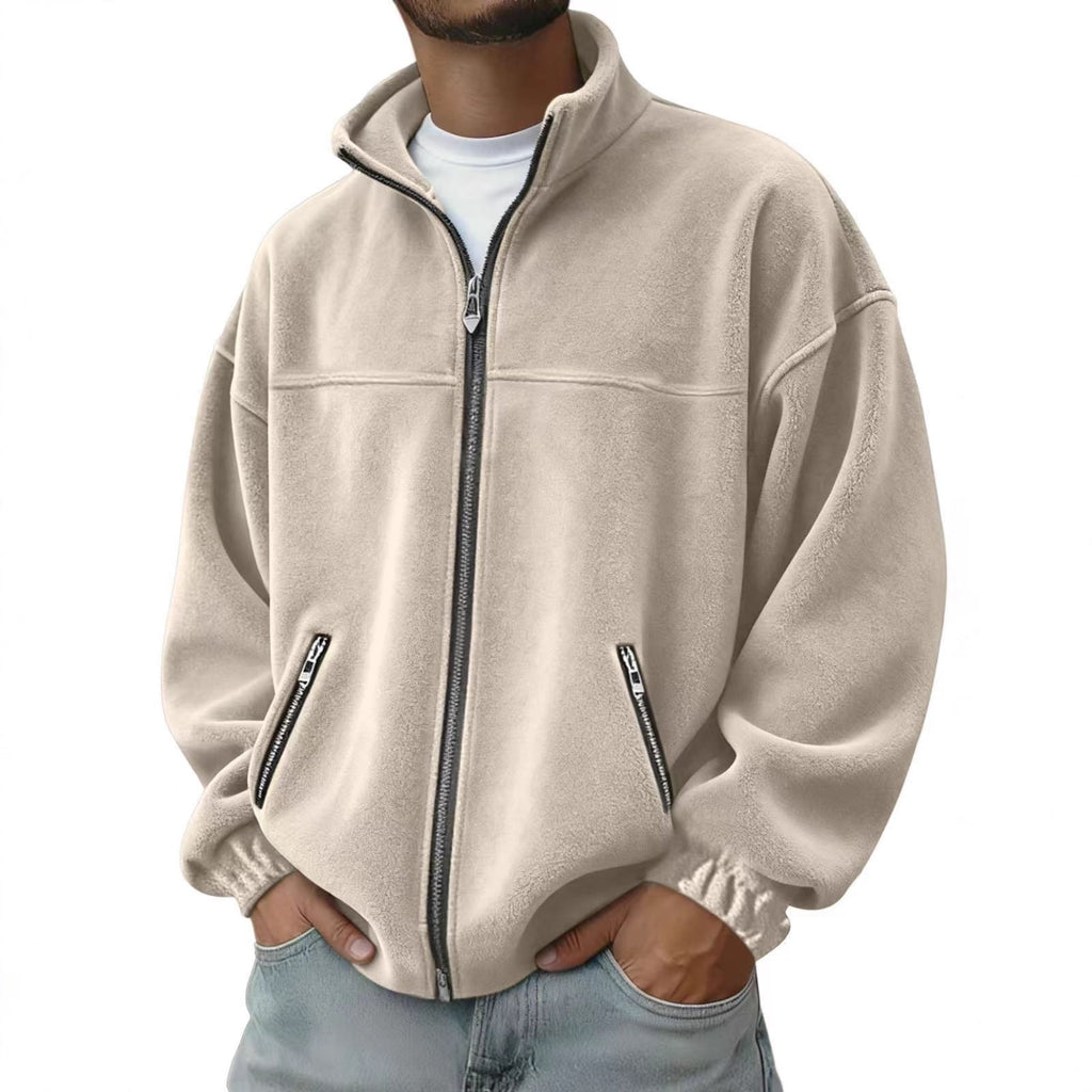 Men's Fleece Jacket Zip Up Coat with Stand Collar and Full Closure - Image 6