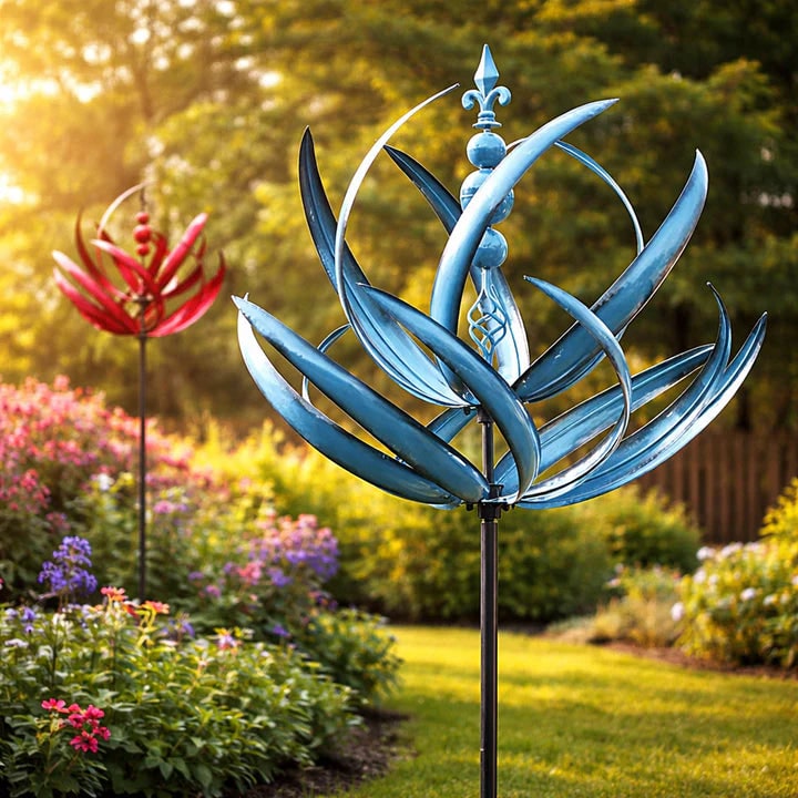 Men's Garden Wind Spinners with Kinetic Metal Lotus Design and 360 Degree Rotation - Image 1