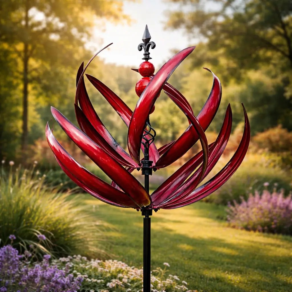 Men's Garden Wind Spinners with Kinetic Metal Lotus Design and 360 Degree Rotation - Image 10