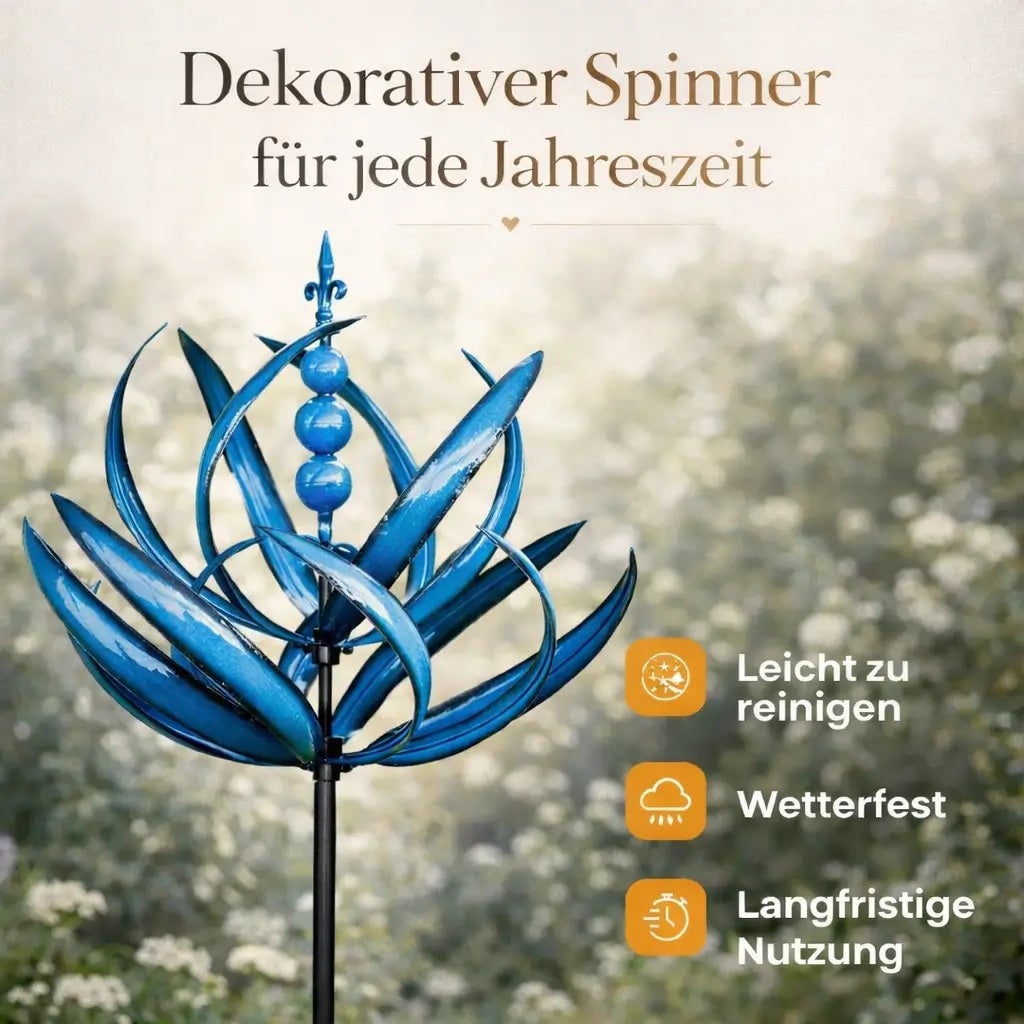 Men's Garden Wind Spinners with Kinetic Metal Lotus Design and 360 Degree Rotation - Image 3