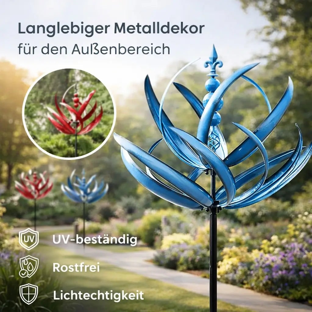 Men's Garden Wind Spinners with Kinetic Metal Lotus Design and 360 Degree Rotation - Image 6