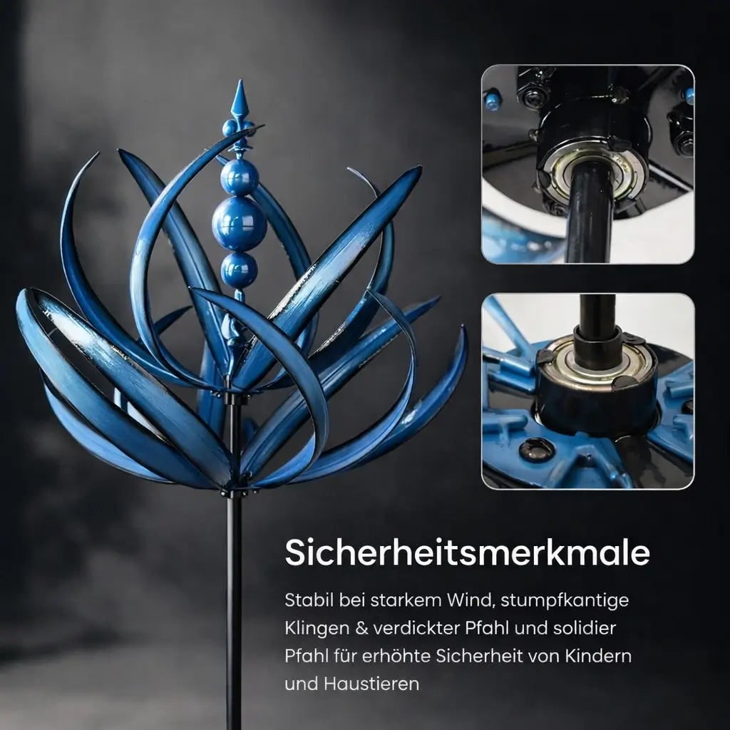 Men's Garden Wind Spinners with Kinetic Metal Lotus Design and 360 Degree Rotation - Image 9