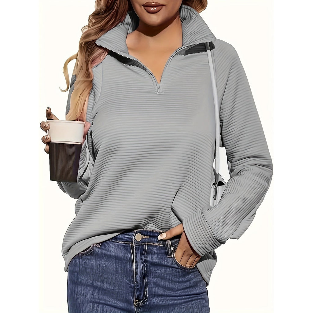 Men's Half Zip Sweatshirt with Textured Cotton Funnel Neck and Long Sleeves - Image 27