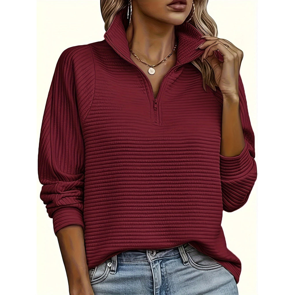 Men's Half Zip Sweatshirt with Textured Cotton Funnel Neck and Long Sleeves - Image 6