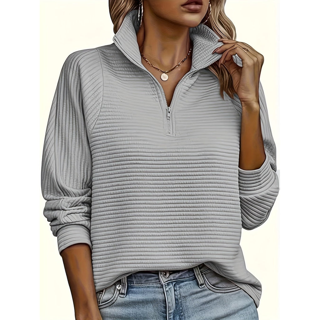 Men's Half Zip Sweatshirt with Textured Cotton Funnel Neck and Long Sleeves - Image 9
