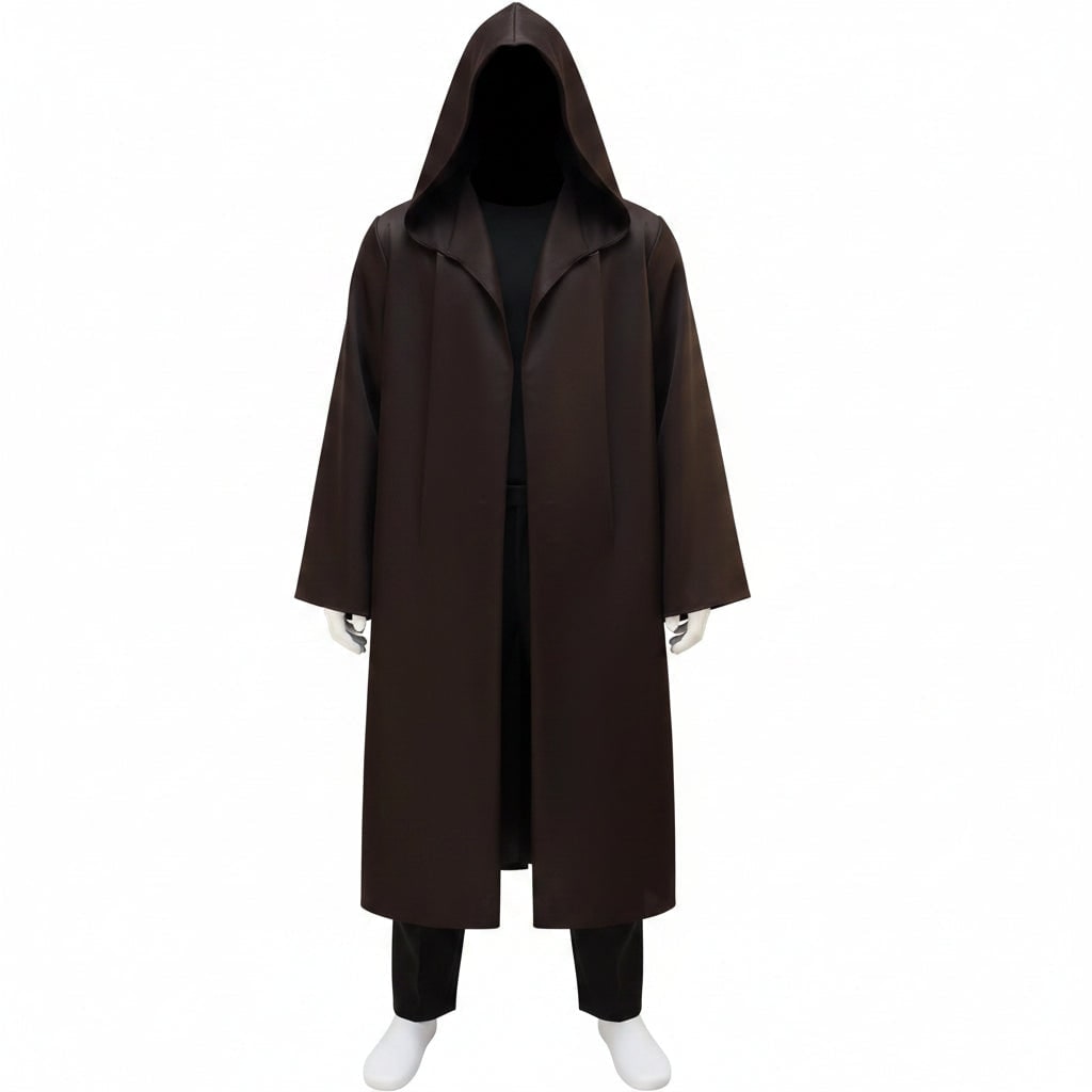 Men's Halloween Cosplay Jedi Costume with Hooded Robe Tunic and Flowing Sleeves for Adult Party Dress-Up - Image 2