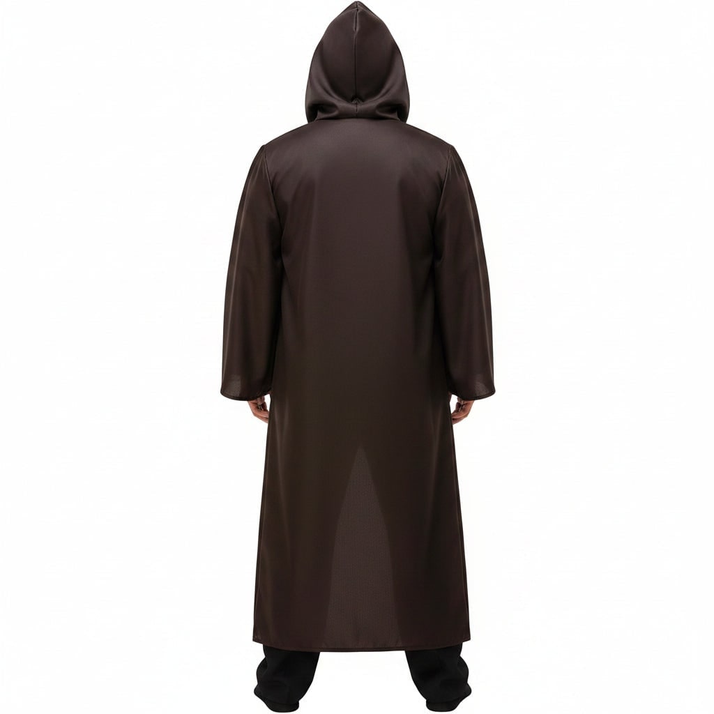 Men's Halloween Cosplay Jedi Costume with Hooded Robe Tunic and Flowing Sleeves for Adult Party Dress-Up - Image 4