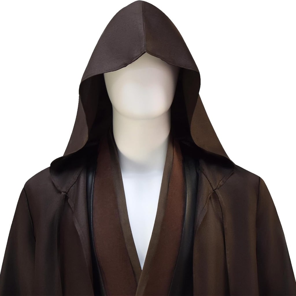Men's Halloween Cosplay Jedi Costume with Hooded Robe Tunic and Flowing Sleeves for Adult Party Dress-Up - Image 5
