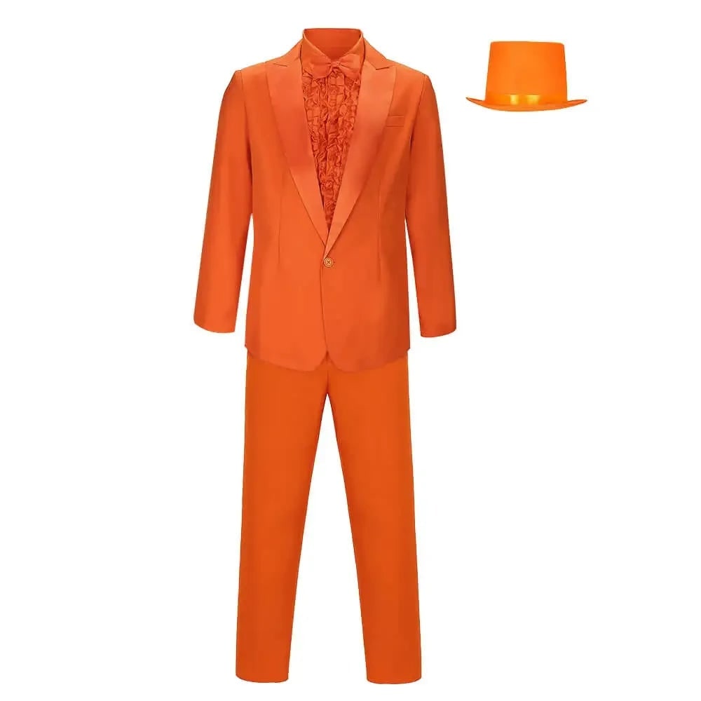 Men's Halloween Formal Tuxedo Costume with Ruffled Shirt Bow Tie and Top Hat for Prom Party - Image 1