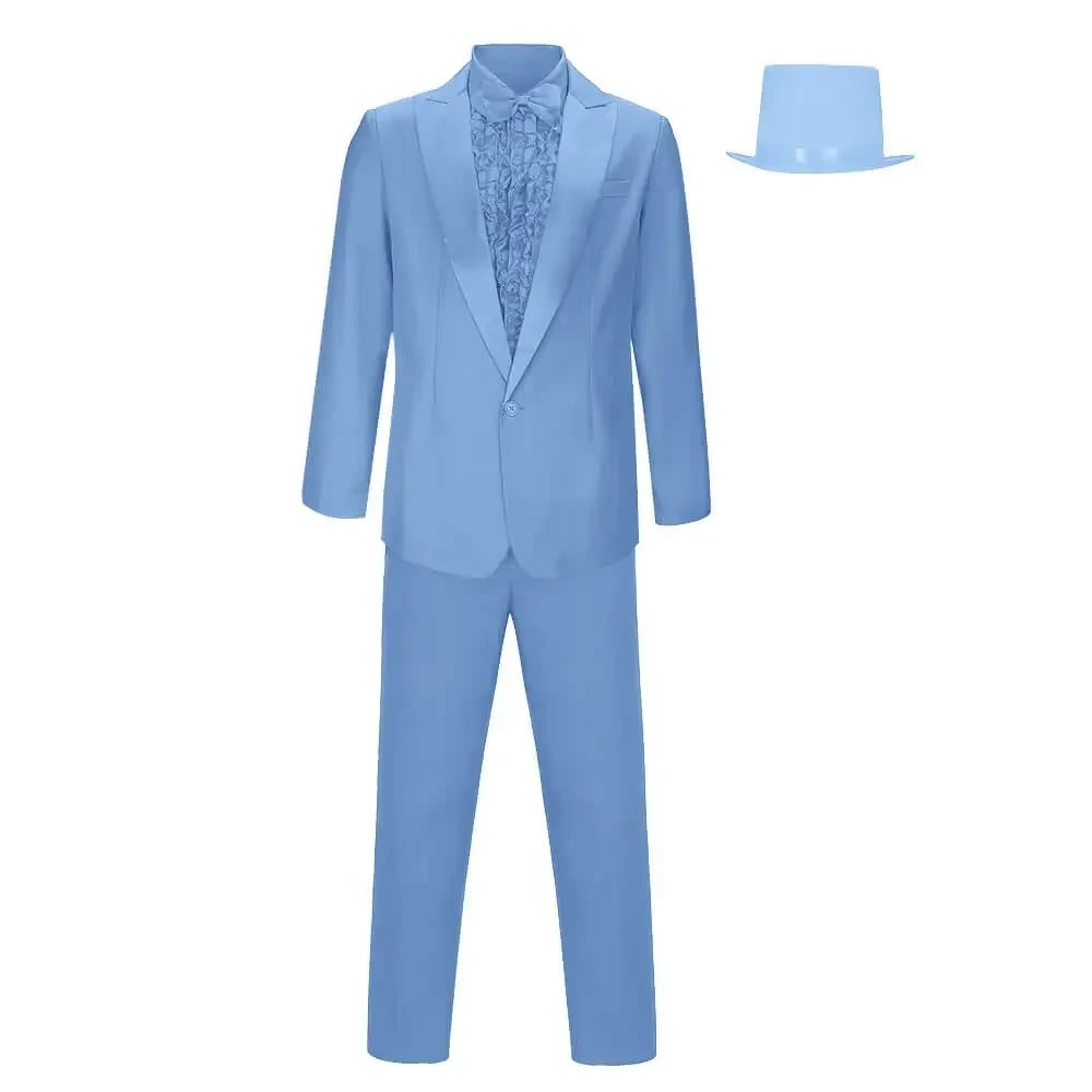 Men's Halloween Formal Tuxedo Costume with Ruffled Shirt Bow Tie and Top Hat for Prom Party - Image 4