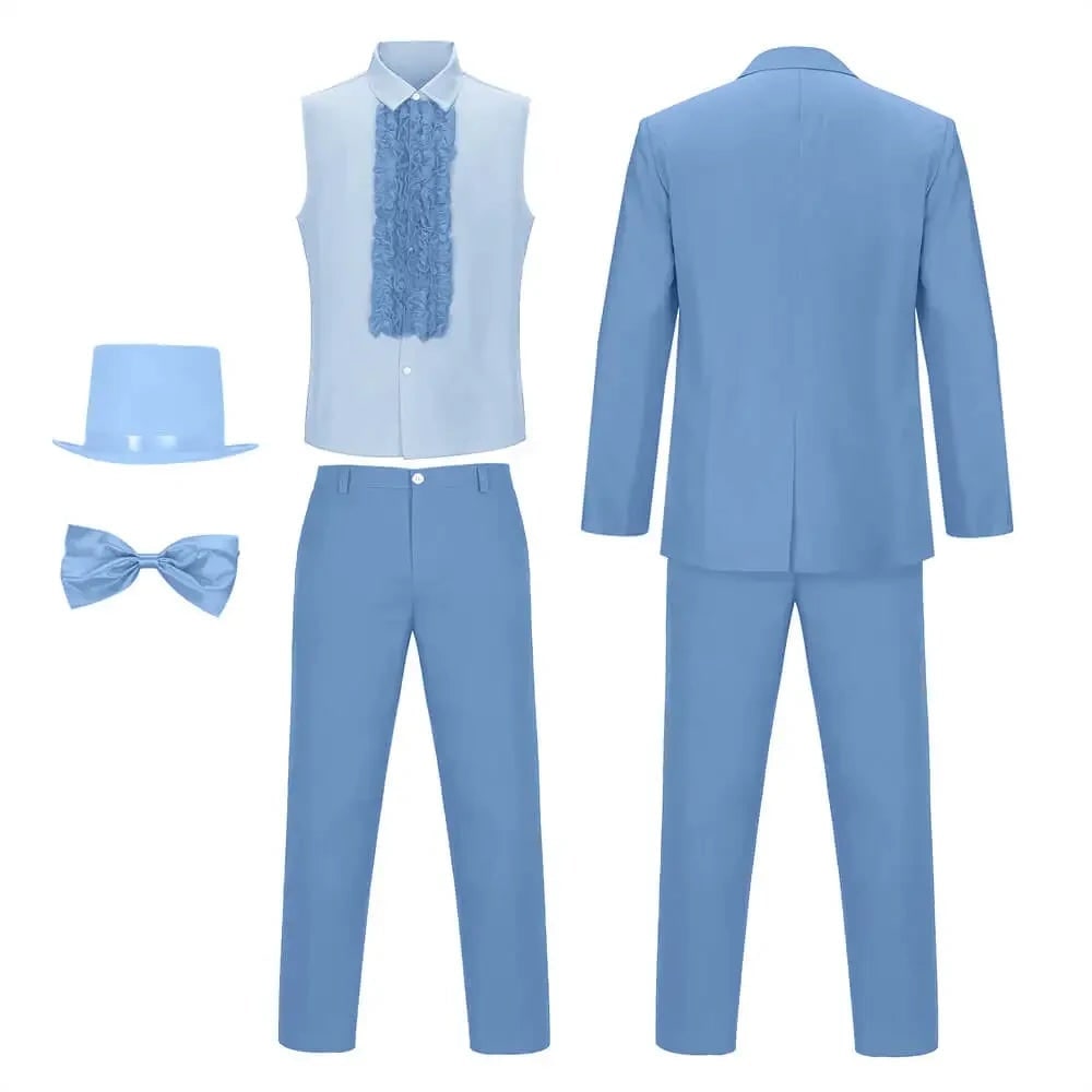Men's Halloween Formal Tuxedo Costume with Ruffled Shirt Bow Tie and Top Hat for Prom Party - Image 5