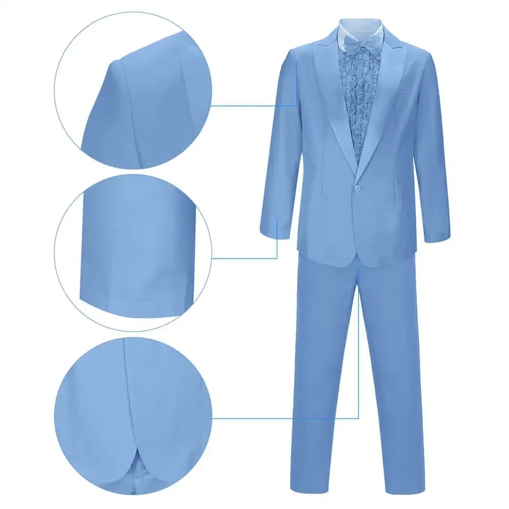 Men's Halloween Formal Tuxedo Costume with Ruffled Shirt Bow Tie and Top Hat for Prom Party - Image 6