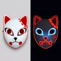 Men's Halloween LED Fox Kitsune Cosplay Mask with Light-Up Neon Anime Design for Party and Costume - Image 1