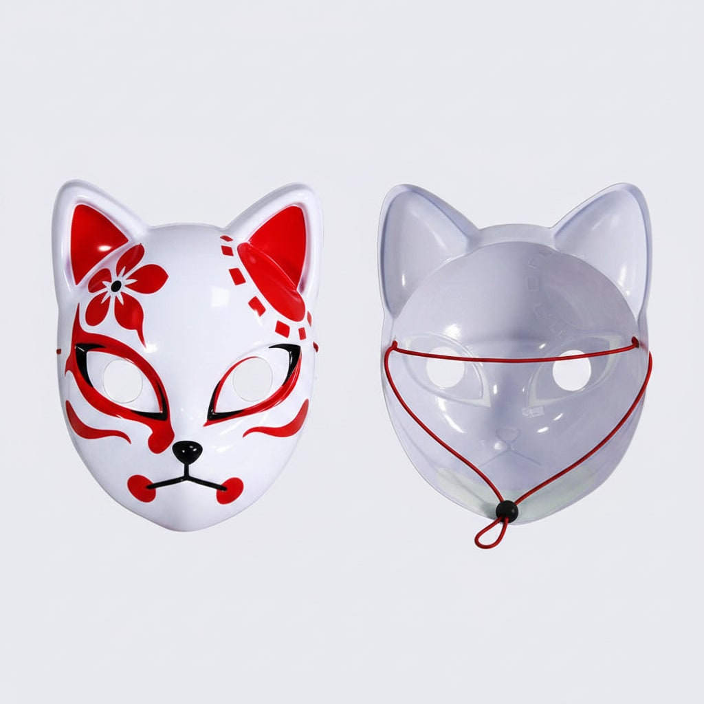 Men's Halloween LED Fox Kitsune Cosplay Mask with Light-Up Neon Anime Design for Party and Costume - Image 8