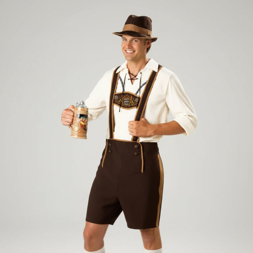Men's Halloween Oktoberfest Costume Outfit Female with Lederhosen and Dirndl Dress 's Available - Image 1