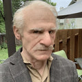 Men's Halloween Realistic Silicone Old Man Mask with Hyper Face and Faux Hair for Costume Party - Image 1