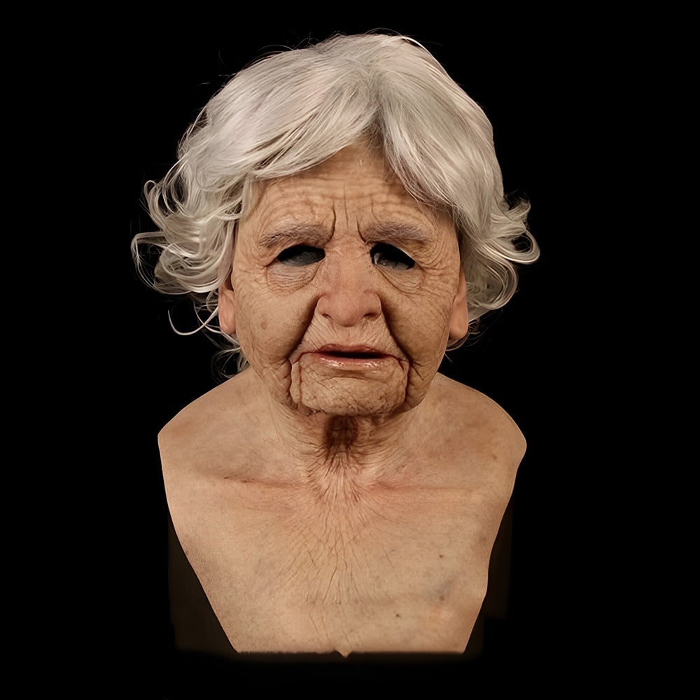 Men's Halloween Realistic Silicone Old Man Mask with Hyper Face and Faux Hair for Costume Party - Image 10