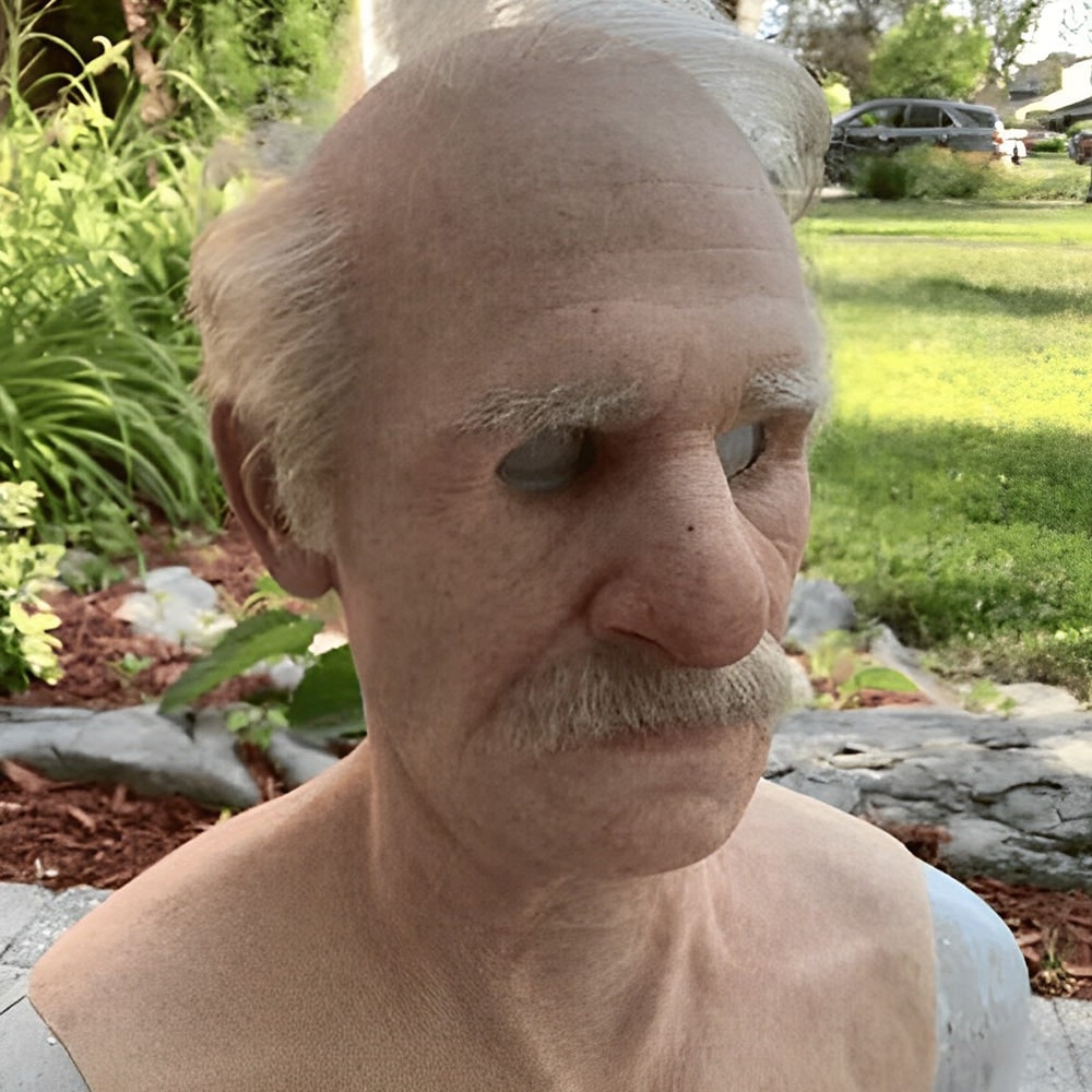 Men's Halloween Realistic Silicone Old Man Mask with Hyper Face and Faux Hair for Costume Party - Image 11