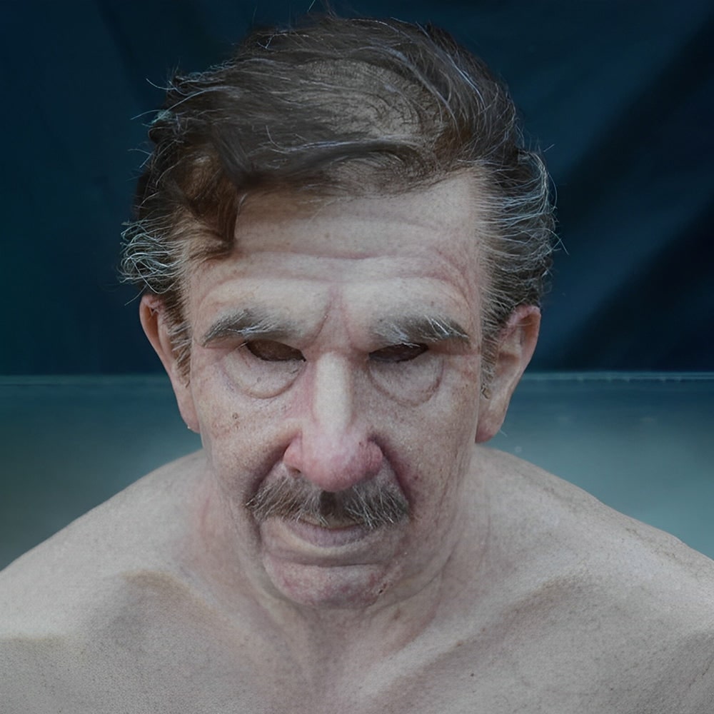 Men's Halloween Realistic Silicone Old Man Mask with Hyper Face and Faux Hair for Costume Party - Image 14