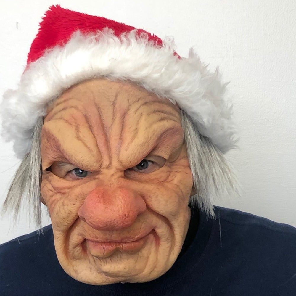 Men's Halloween Realistic Silicone Old Man Mask with Hyper Face and Faux Hair for Costume Party - Image 15