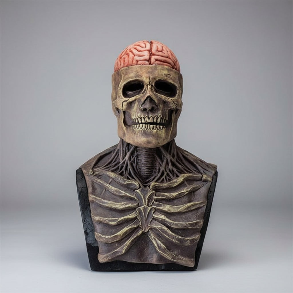 Men's Halloween Skull and Skeleton Mask with Creepy Latex Chest Bib for Cosplay Costume Party - Image 1