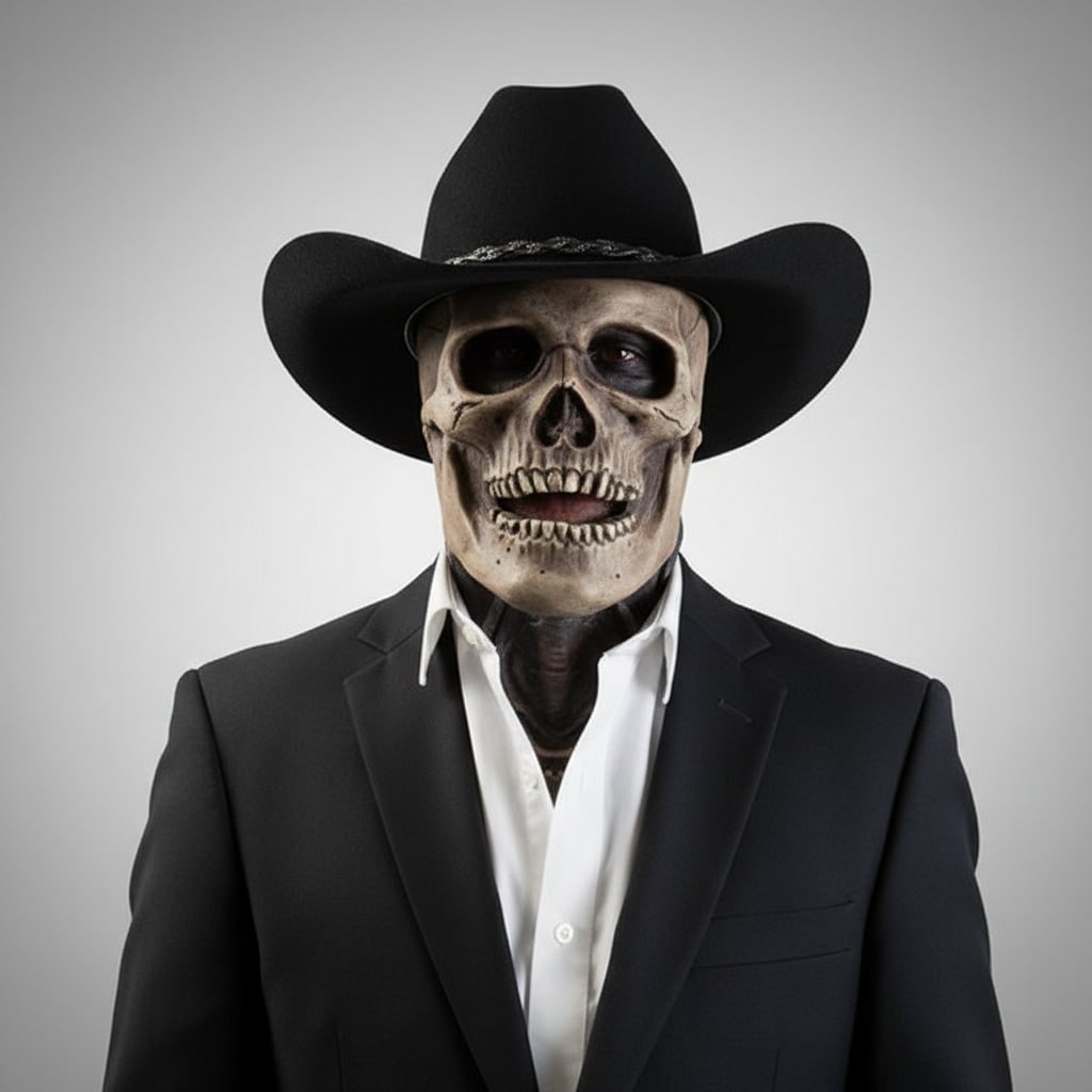 Men's Halloween Skull and Skeleton Mask with Creepy Latex Chest Bib for Cosplay Costume Party - Image 2