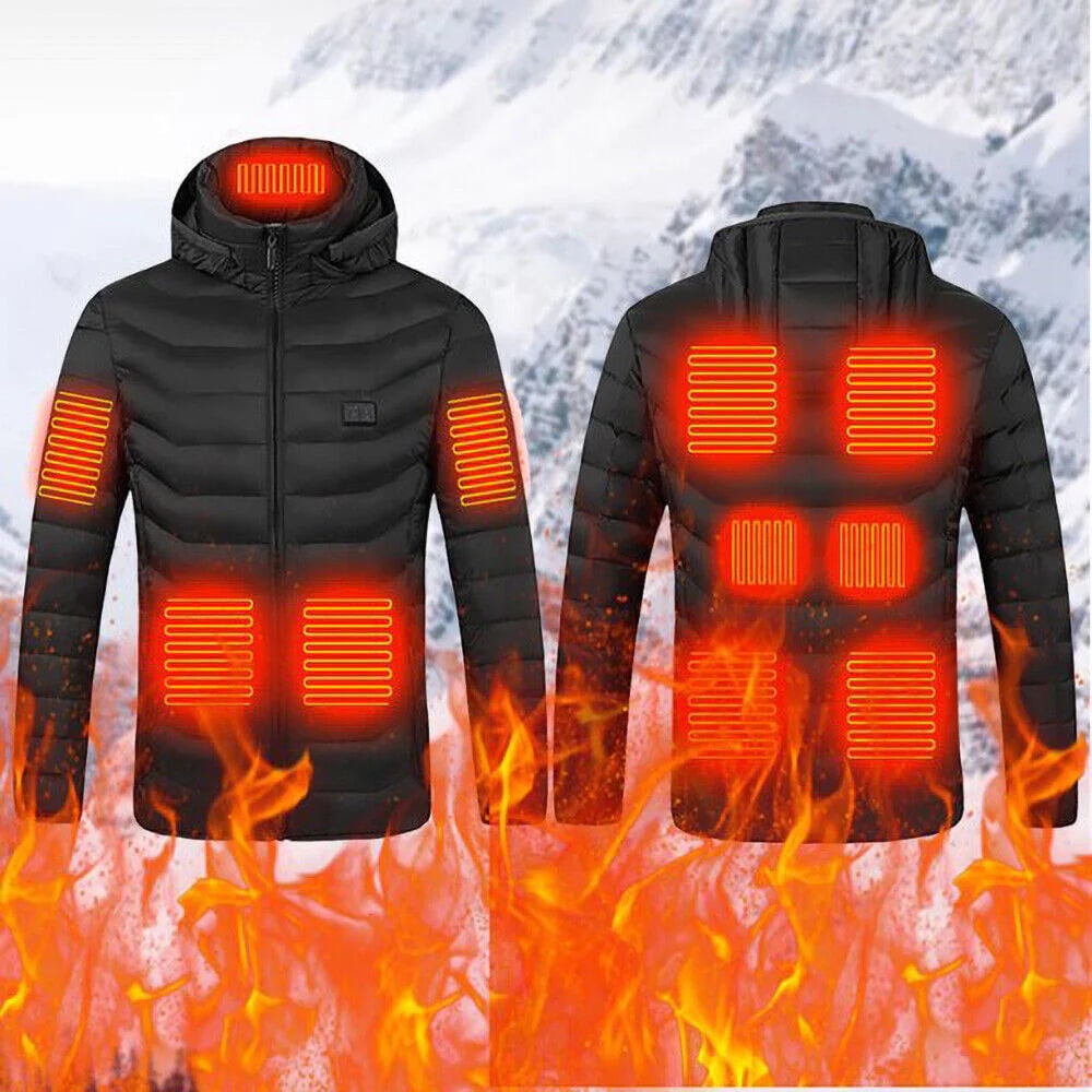 Men's Heated Puffer Jacket with Hood and Insulated Quilted Design for Winter Warmth Coat - Image 5