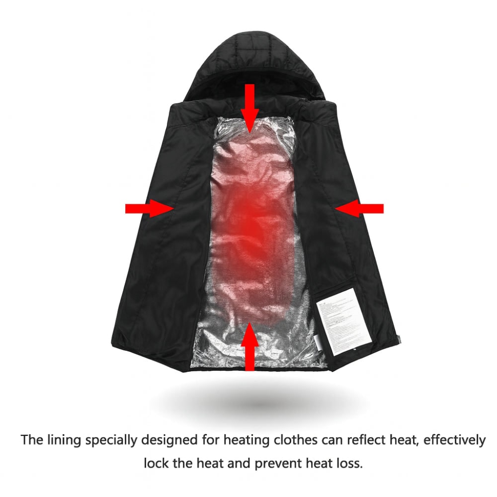 Men's Heated Puffer Jacket with Hood and Insulated Quilted Design for Winter Warmth Coat - Image 6