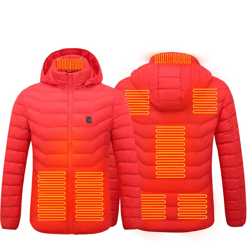 Men's Heated Puffer Jacket with Hood and Quilted Insulation Full Zip - Image 1