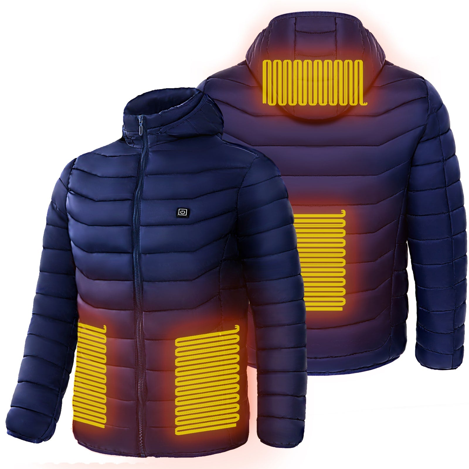 Men's Heated Puffer Jacket with Hood and Quilted Insulation Full Zip - Image 10