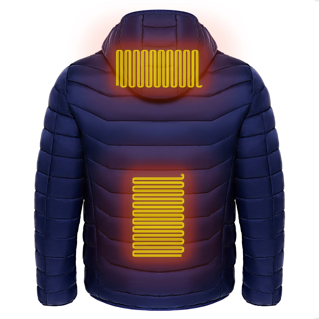 Men's Heated Puffer Jacket with Hood and Quilted Insulation Full Zip - Image 13